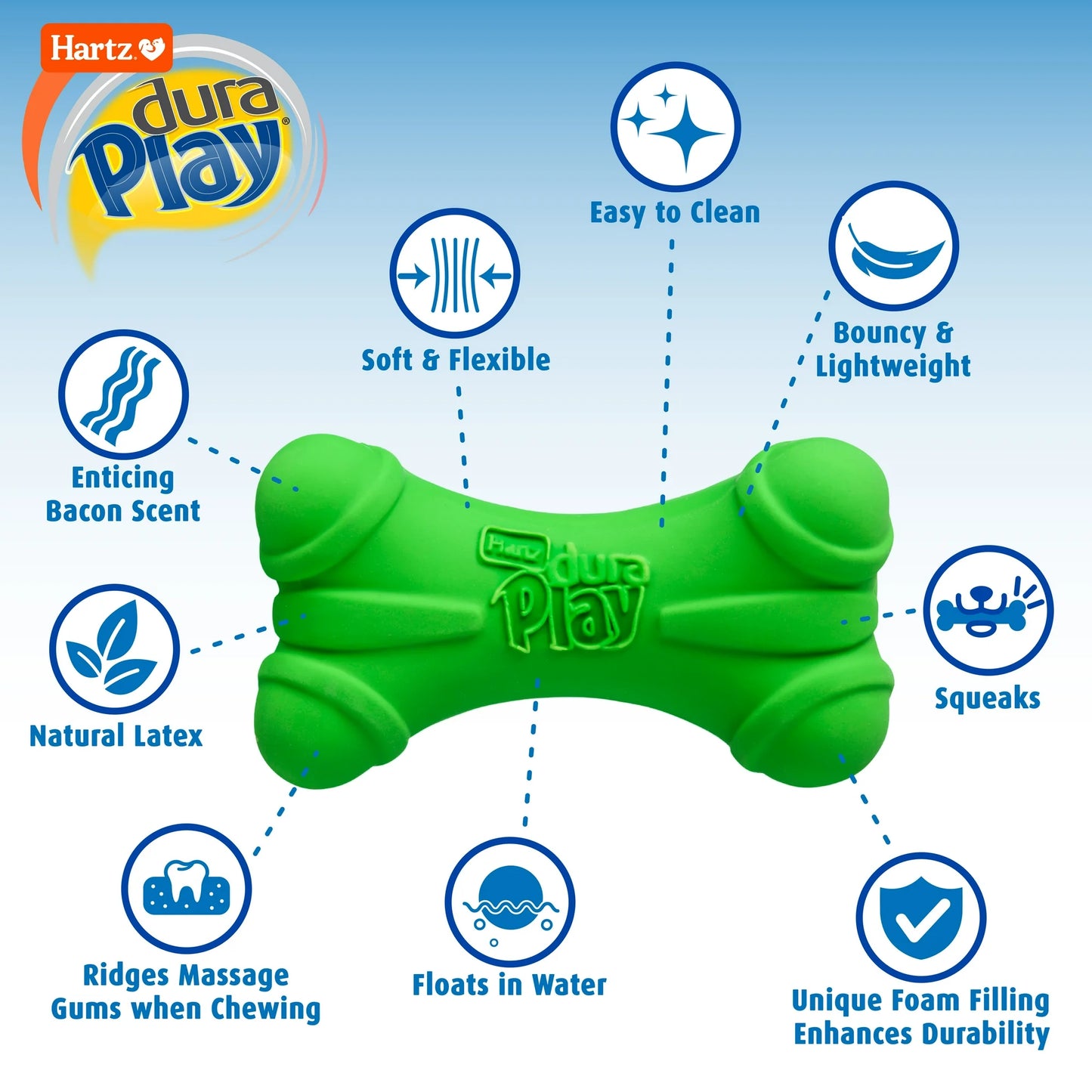 Hartz Dura Play Bone Dog Toy, Medium, Color Will Vary