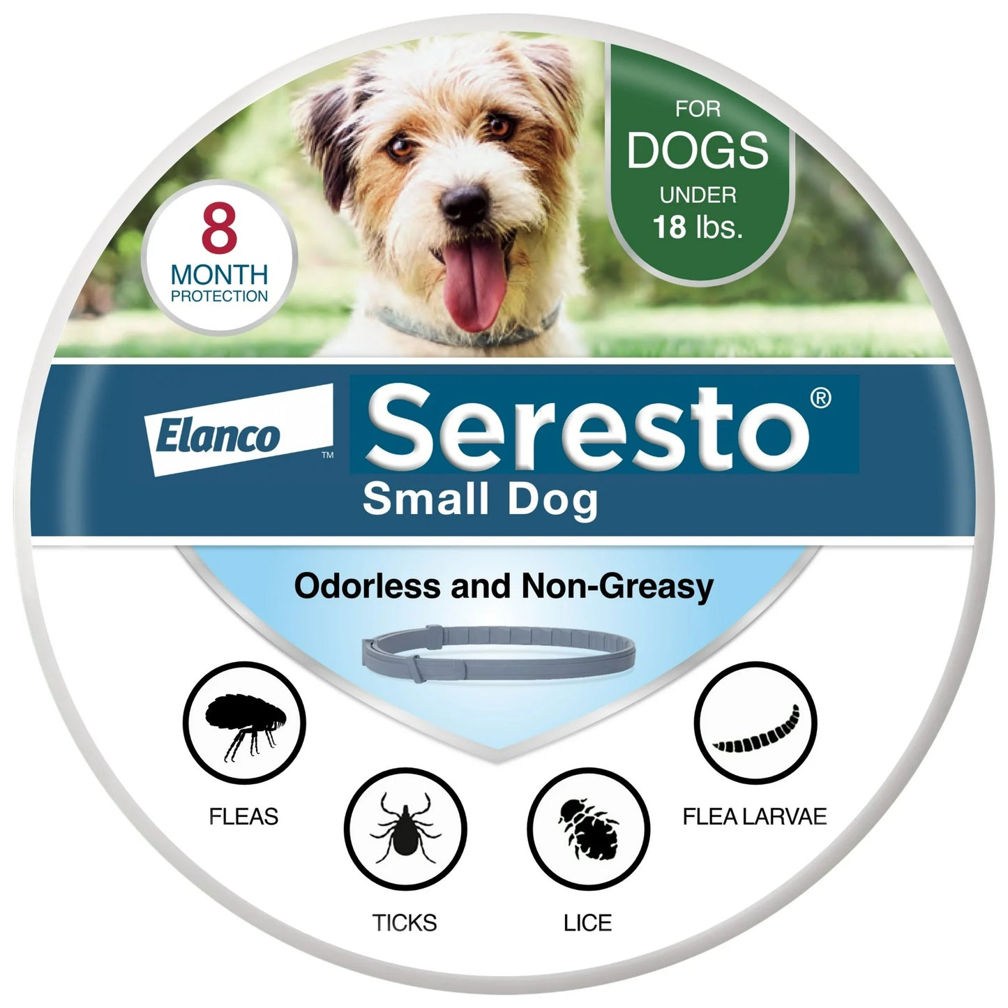 Seresto Vet-Recommended 8-Month Flea & Tick Prevention Collar for Small Dogs under 18 lbs