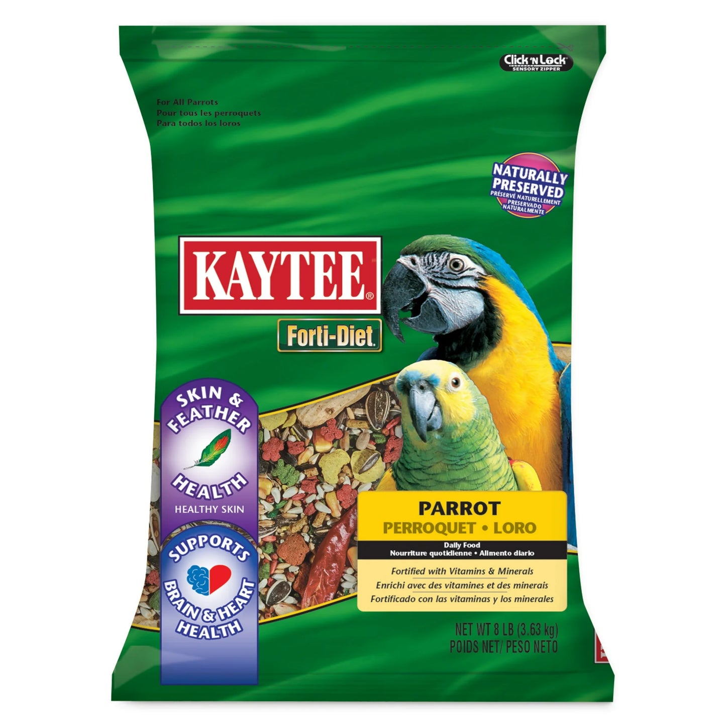 (3 pack) Kaytee Forti-Diet Parrot Food, Feather Health, 8 lb