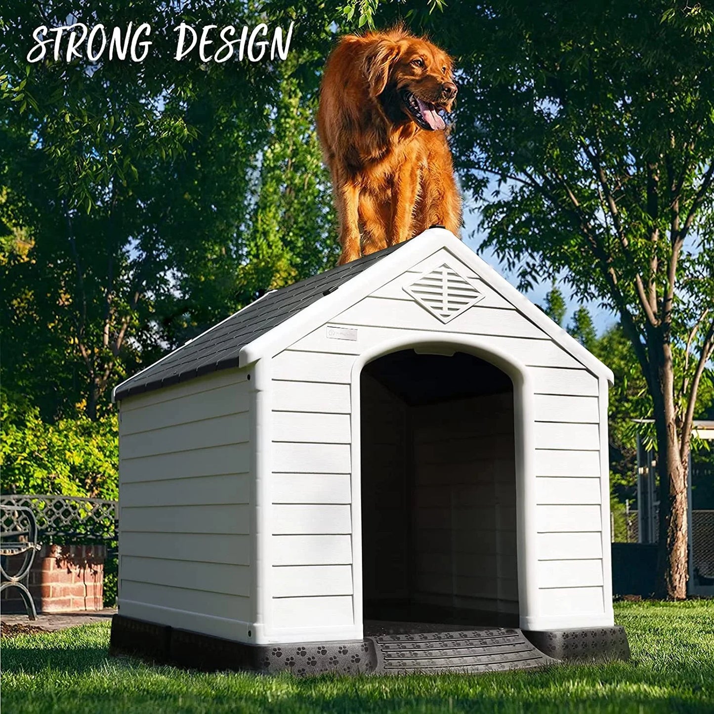 Vitesse Plastic Dog House Outdoor Indoor for Small Medium Larige Dogs,Waterproof Dog Houses with Elevated Floor and Air Vents,Durable Ventilate & Easy Clean and Assemble